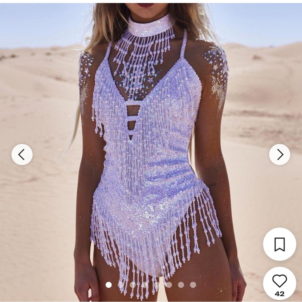 NWT Easy Tiger Rave Silver Bodysuit